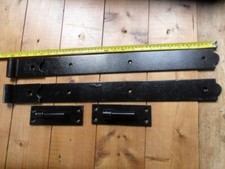 Heavy Duty Hook & Band Black Gate Stable Shed Hinges 2ft long x 1 Pair