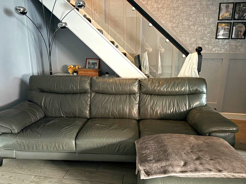 Grey leather seater sofa - seater,