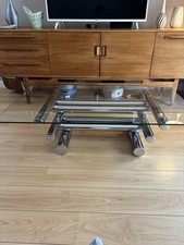 Pieff Chrome And Glass Coffee Table. Rare Model by Tim Bates - mint condition 