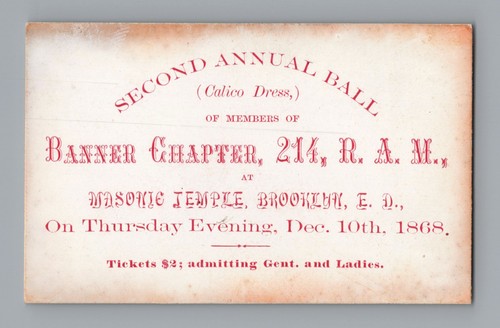 1868 brooklyn masonic ball - 1868, ny
