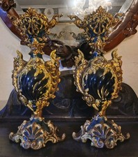 A Pair Of Antique Julius Dressler Majolica Vases  (Signed and Marked J D B)