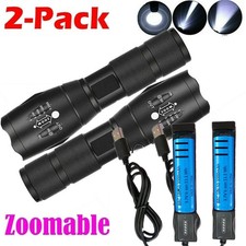 2x Ultra Bright 9500000LM High Power LED Tactical Torch Rechargeable Flashlight
