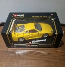 Burago Yellow Ferrari F40 1987 1/18 Scale Diecast Car - Boxed