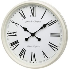 50CM LARGE WALL CLOCK GRAND CENTRAL STATION ROMAN NUMERALS IN CREAM - NEW IN BOX