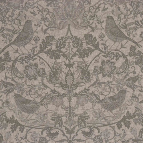 Morris birds fabric grey 100 - fabric, 100%