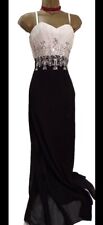 Lipsy VIP Monochrome Black/ White  Diamante Sequin Chiffon  Maxi Corset Dress  8