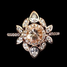 Silver Ring Morganite Genuine