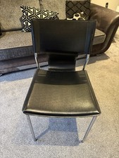 6 Black and Chrome Dining Chairs with Metal Legs Kitchen Dining Room