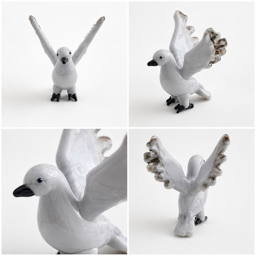 Miniature white bird figurine - miniature,