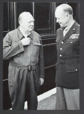 (BX64) WORLD WAR 2 PHOTO "REPRINT" WINSTON CHURCHILL & GEN DWIGHT EISENHOWER WW2