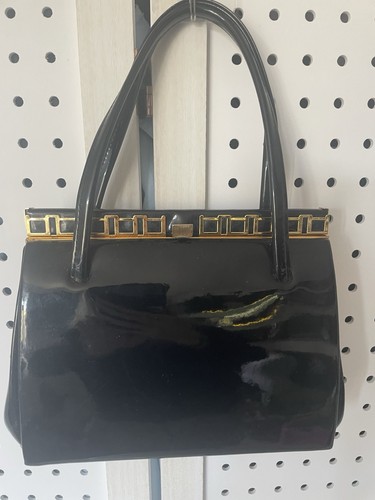 Vintage 1960s mod black patent - mod,