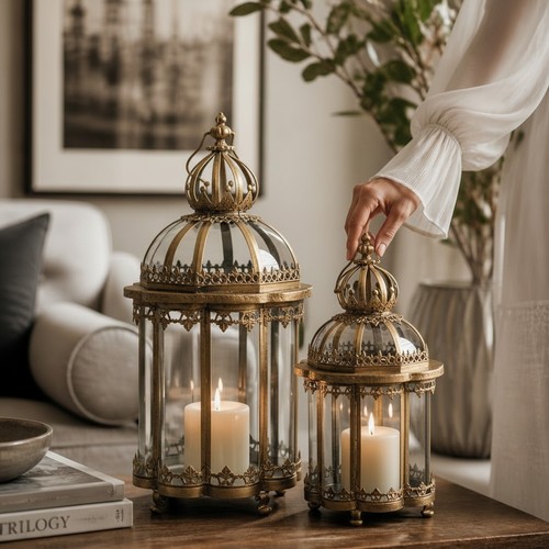Stunning metal gold tealight - gold,