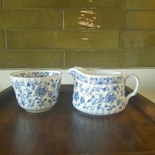 Minton Shalimar open sugar bowl and creamer