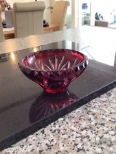 Vintage Small Cranberry Glass Dish No Chips Or Cracks Good Condition