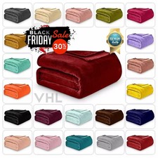 Faux Fur Mink Throw Luxury Super Soft Plain Large Bed Blanket Sofa Settee Throw