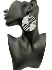 Authentic African White Beaded Dangle Earrings