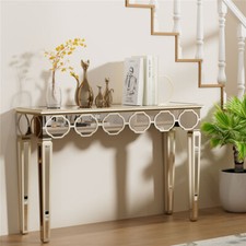 Attracting Rectangular Mirrored Console Table w/Lantern-shape Design for Hallway