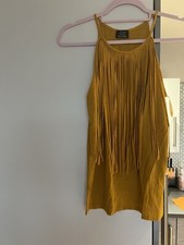 Zara Tassel Mustard Sleeveless Top Size S Bnwot Size S