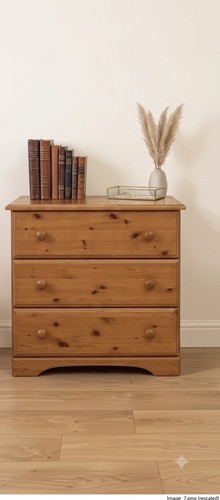 Pine wooden drawer - 3-drawer, of