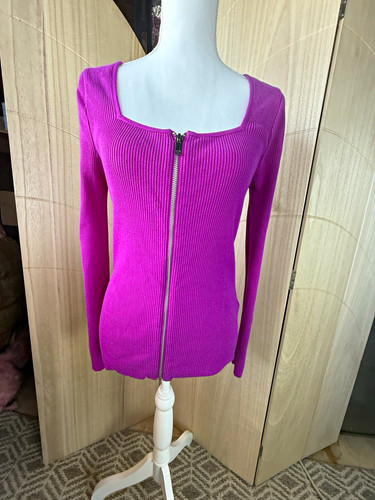 Y2k magenta ribbed - square, neck