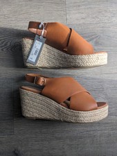 Debenhams Principles Tan Wedge Wide Fit Sandals Size UK 8 - Brand New