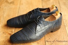 Paul Smith Blue Leather Moc Croc Shoes Men's UK 9.5 US 10.5 EU 43.5