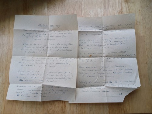 Handwritten ww1 soldier poem - ww1,
