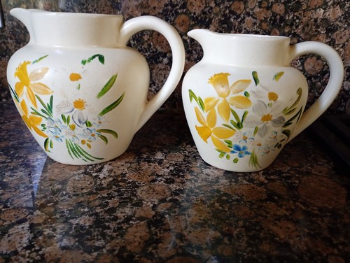 Pair hand painted jugs - hand,