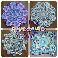 Colourful Ceramic Moroccan Design Coaster Geometric Mosaic Shaped Tile Cork Base