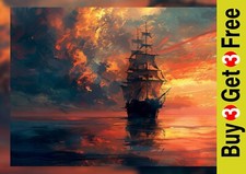 Silhouetted Sailboat Sailing