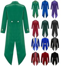 UK Boys Renaissance Steampunk Tailcoat Pirate Vampire Jacket Coats Halloween
