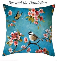  Gorgeous Bird With Butterfly Blue Cushion COVER  45cms x 45cms