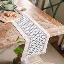 Table Runner with Tassels Rectangle Bohemian Home Dining Wedding Table Decor