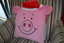Percy Pig Xmas Cushion + Percy  Gift Bag - M & S - BNWT - 40cms sq