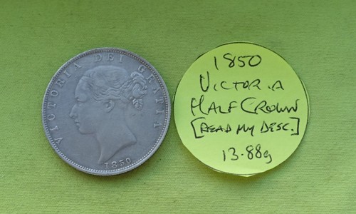 1850 half crown coin - crown, victoria