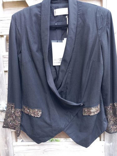 Black evening blazer jacket - black,