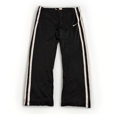 Nike Y2K Black Mesh Track Pants XL Double Stripe Swoosh Thailand Vintage