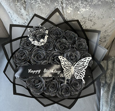 Eternal BLACK  Glitter Rose Bouquet - 15 rose only available