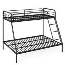 COSTWAY 198 x 141 x 160cm Metal Bunk Bed with Ladder wSafety Guardrail-Black