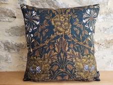 Liberty William Morris Honeysuckle And Tulip Black & Gold Velvet  Cushion Cover 