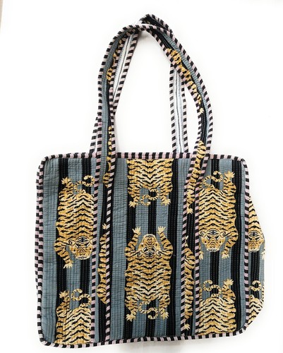 Tiger print cotton tote bag - print,