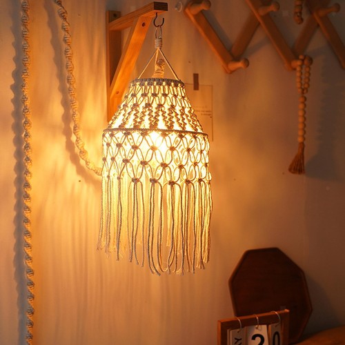 Macrame lampshade woven - macrame,