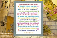 Personalised Thank You Poem Nursery/Teacher/Nursery Assistant from Child School