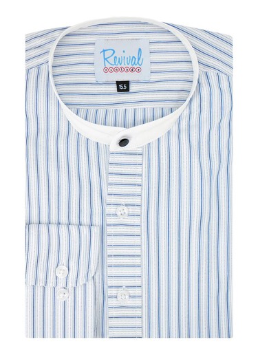 Striped collarless shirt - collarless,