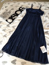 ASOS Design Twist Front Pleated Cami MIDI Dress Navy Size 10 BNWT More Size 8