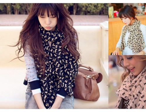 Cat print lady scarf woman - cat,