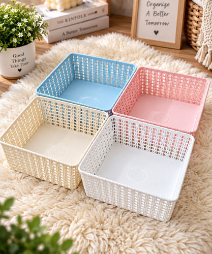 Plastic storage baskets - 4,