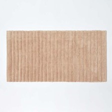 Cotton Ribbed Spa Style Beige Bath Mat Cotton Ultra Absorbent, Washable at Home