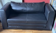 IKEA ASKEBY Black Faux Leather Two-Seater Sofa Bed