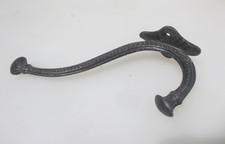 Large Vintage Iron Coat Hook Hat Hanger Old French Ornate Beading 8"H